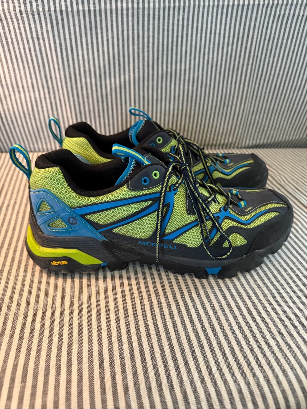 Merrell Lime Green and Blue Trail Shoes